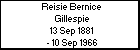 Reisie Bernice Gillespie